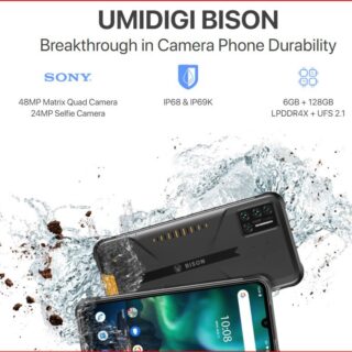 Vedenpitävä älypuhelin hyvällä kameralla Bison Pro 6.3'' 5000mAh 128GB NFC 48MP kompassi