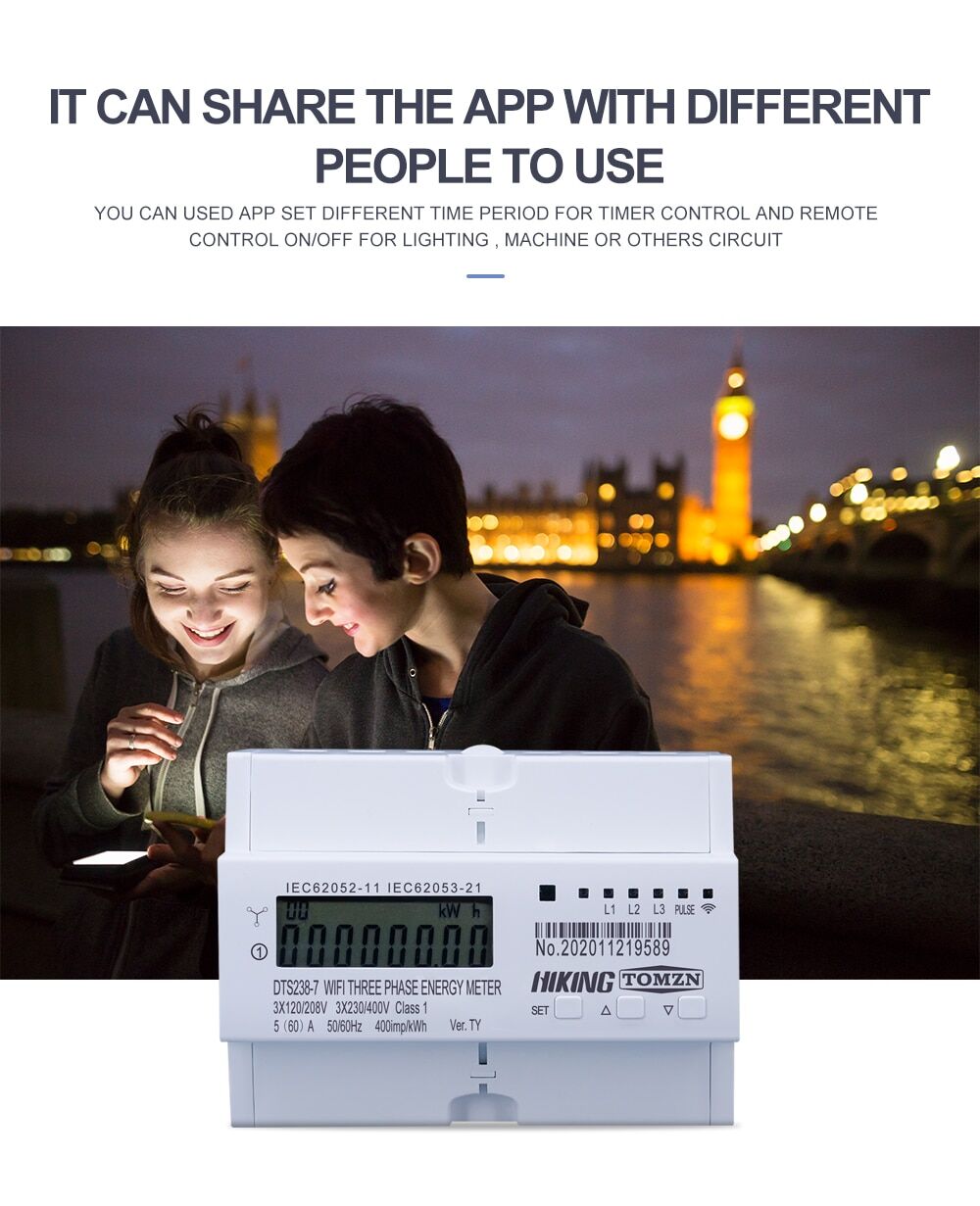 Tuya wifi smart 3-phase energy meter (60a-80a) with remote control € 118,81