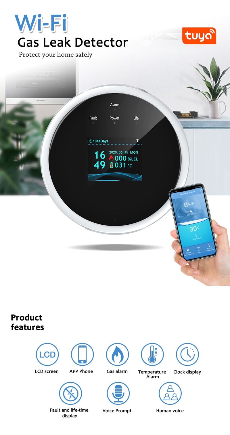 Tuya wifi smart gas leakage alarm emastiff for natural gas and lpg € 37,74