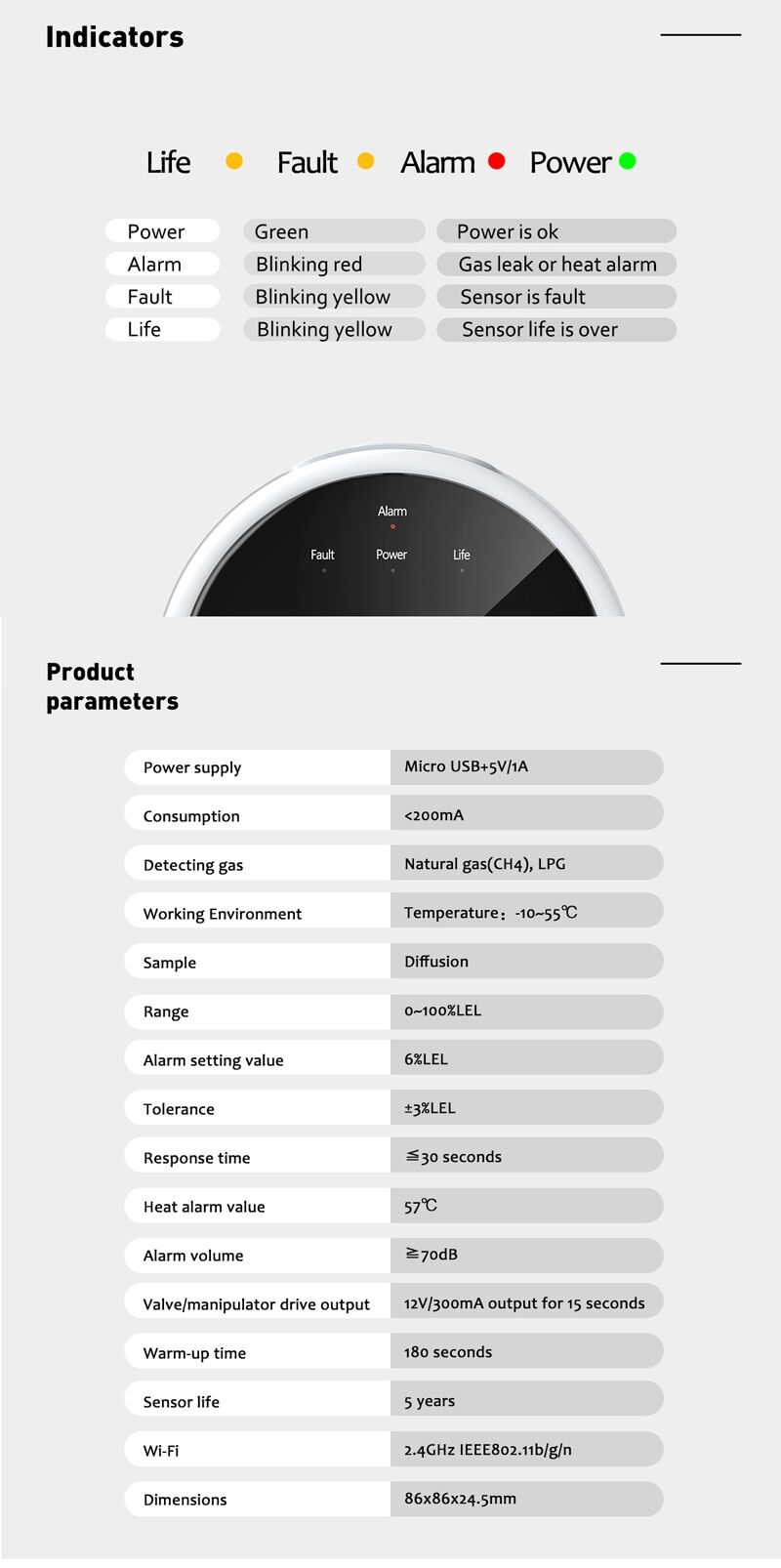 Tuya wifi smart gas leakage alarm emastiff for natural gas and lpg € 38,26