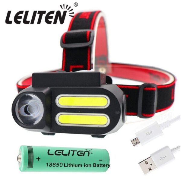 Случайный светодиодный налобный фонарь USB зарядки водонепроницаемый аккумулятор 18650 leliten