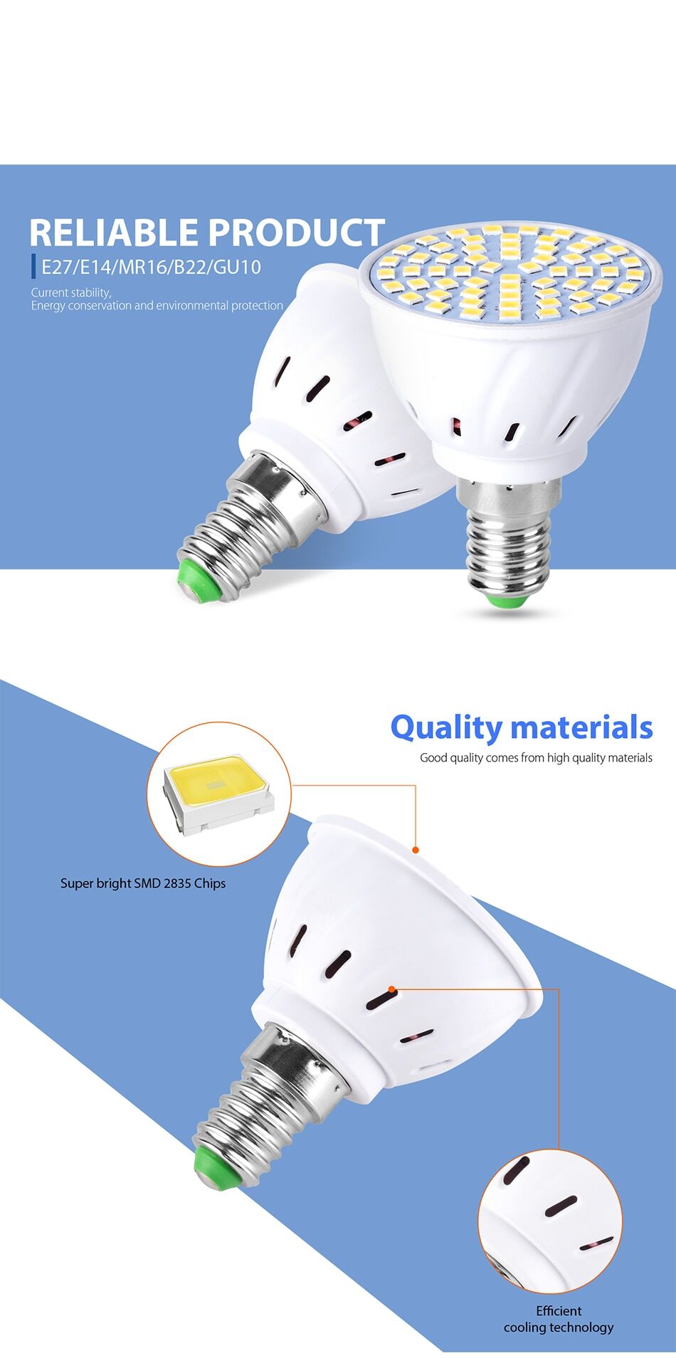 10pce 220V spot light bulbs LED 4w 6w 8w socket E27 E14 GU10 MR16 B22 € 25,97