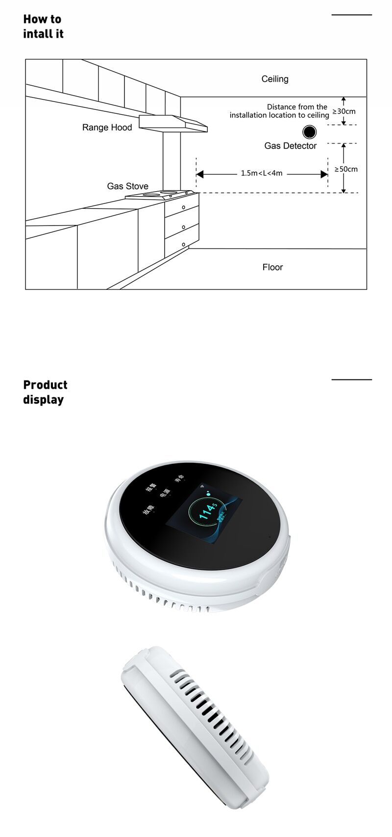 Tuya wifi smart gas leakage alarm emastiff for natural gas and lpg € 37,78