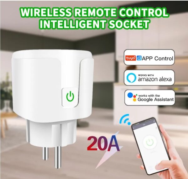 Tll*>smart socket power monitor 20a wifi voice tuya smart life