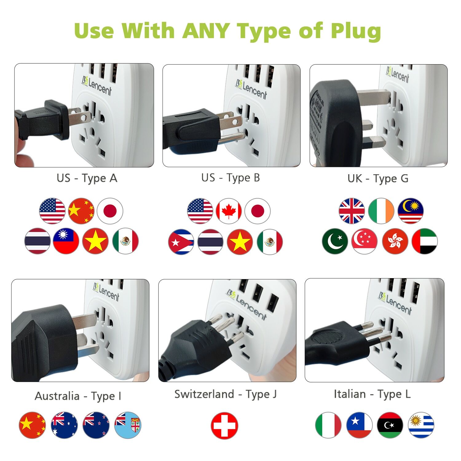 Plug USB travel adapter World to EU 110V-220V 4000W overload protection € 28,73