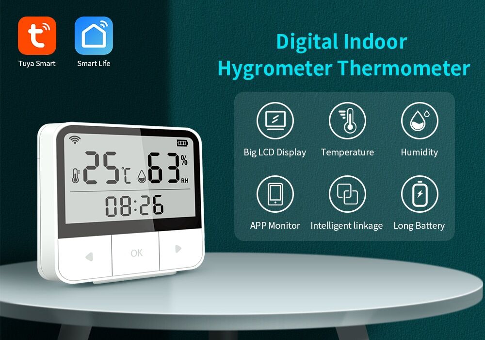 Smart wifi temperature humidity meter Tuya ACJ for home or plants € 23,42