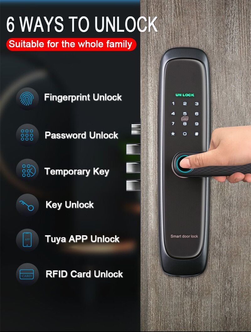 Best wifi fingerprint door lock with Tuya code smartcard for apartment office AirBnb € 148,14