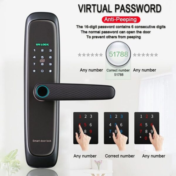 Best wifi fingerprint door lock with Tuya code smartcard for apartment office AirBnb € 119,01