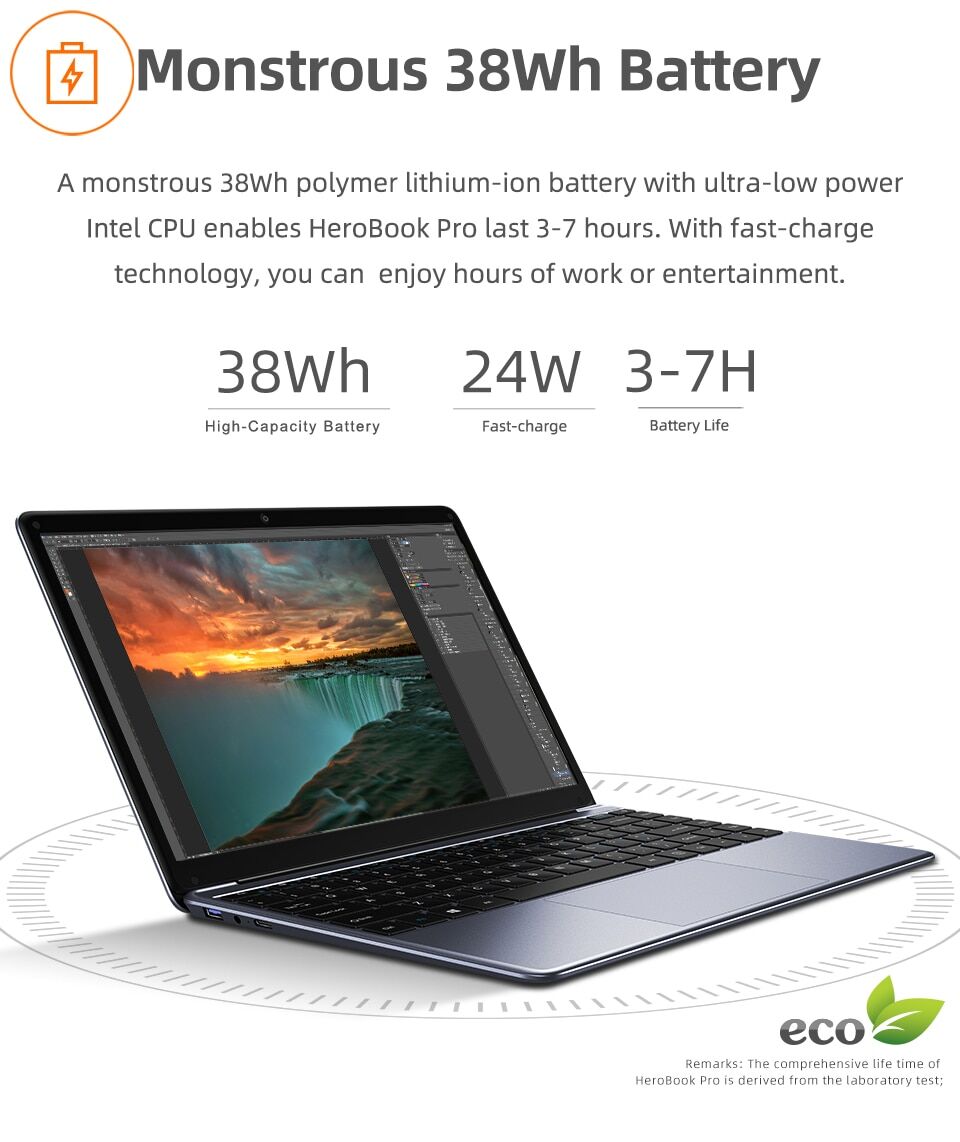 Chuwi laptop 14.1” 38Wh W11 8GB/256GB HeroBook Pro € 259,90