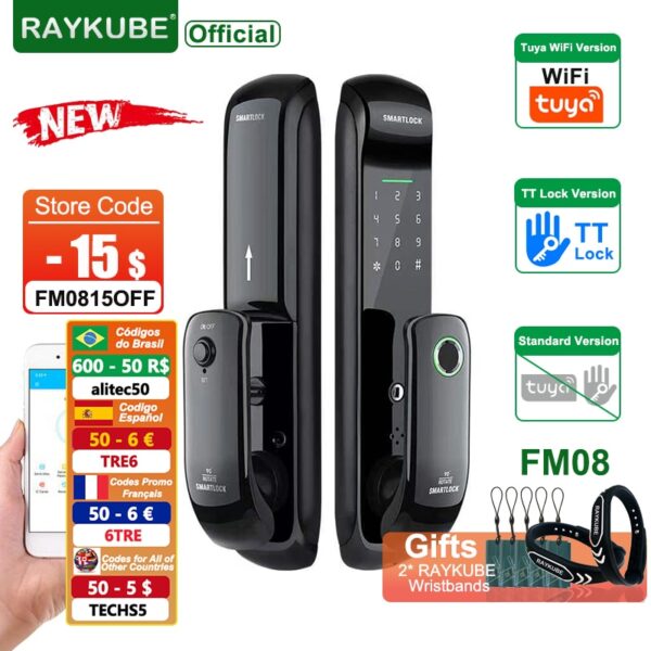 Smart wifi fingerprint door lock Raykube FM08 card code Tuya € 132,97