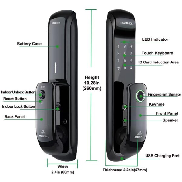 Smart wifi pirkstu nospiedumu durvju slēdzene Raykube FM08 kartes kods Tuya