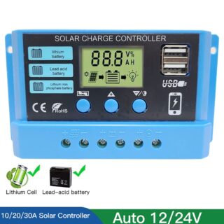 Сонячний контролер заряду 30А 20А 10А ШІМ для сонячної панелі