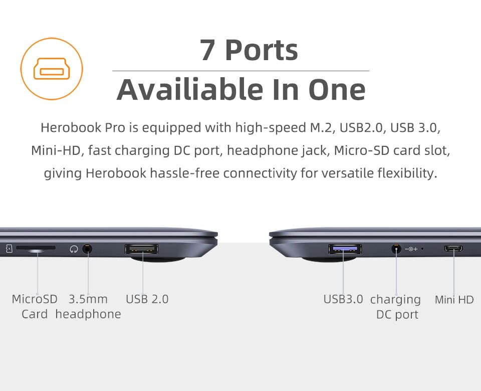 Chuwi laptop 14.1” 38Wh W11 8GB/256GB HeroBook Pro € 259,90
