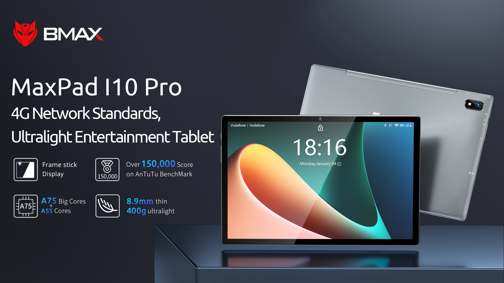 Android tablet 10.1'' 6000mAh BMAX MaxPad i10 € 152,23