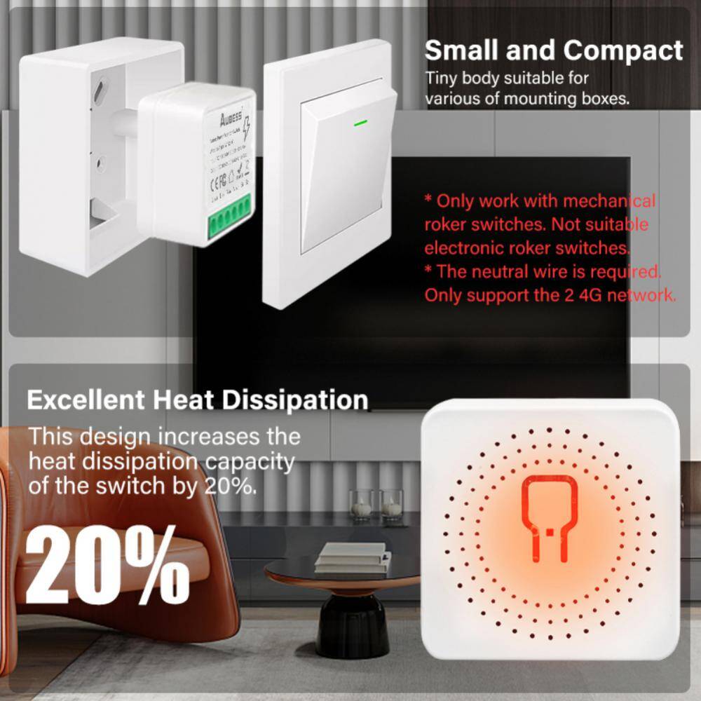 Smart switch power usage monitor mini timer wifi tuya aubess 220v 16a € 3,65