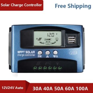 Päikeseenergia laadimiskontroller 100A 60A 50A 40A 30A 12/24V MPPT+PWM