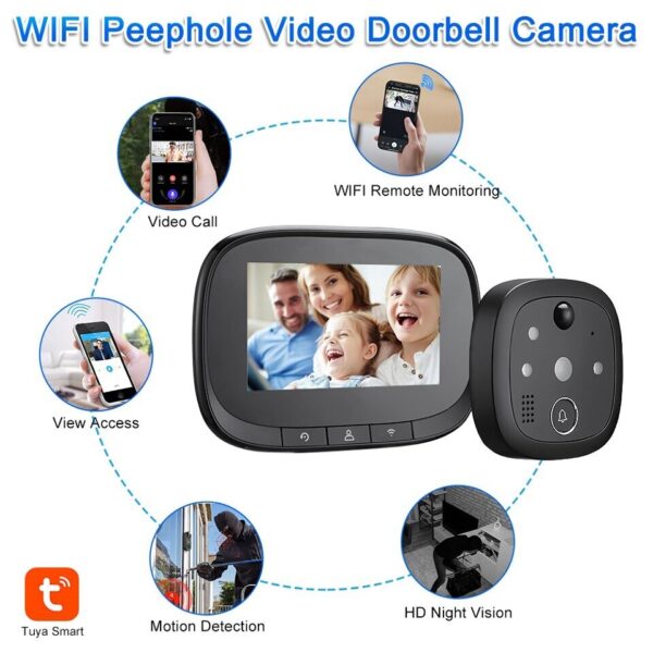 Best wifi doorbell camera with motion detection 4.3” screen 720P € 99,10