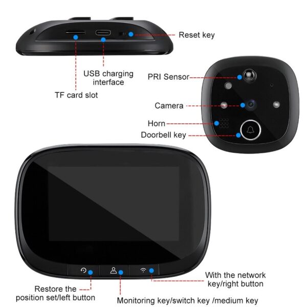 Smart wifi doorbell camera with indoor display and motion sensor € 112,54