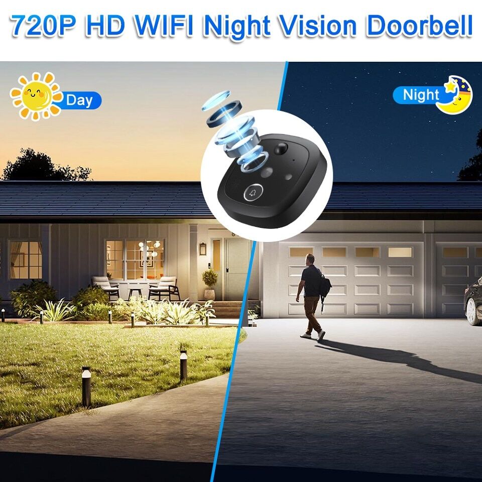 Лучшая wifi камера дверного звонка с детектором движения 4,3" экран 720P € 110,70
