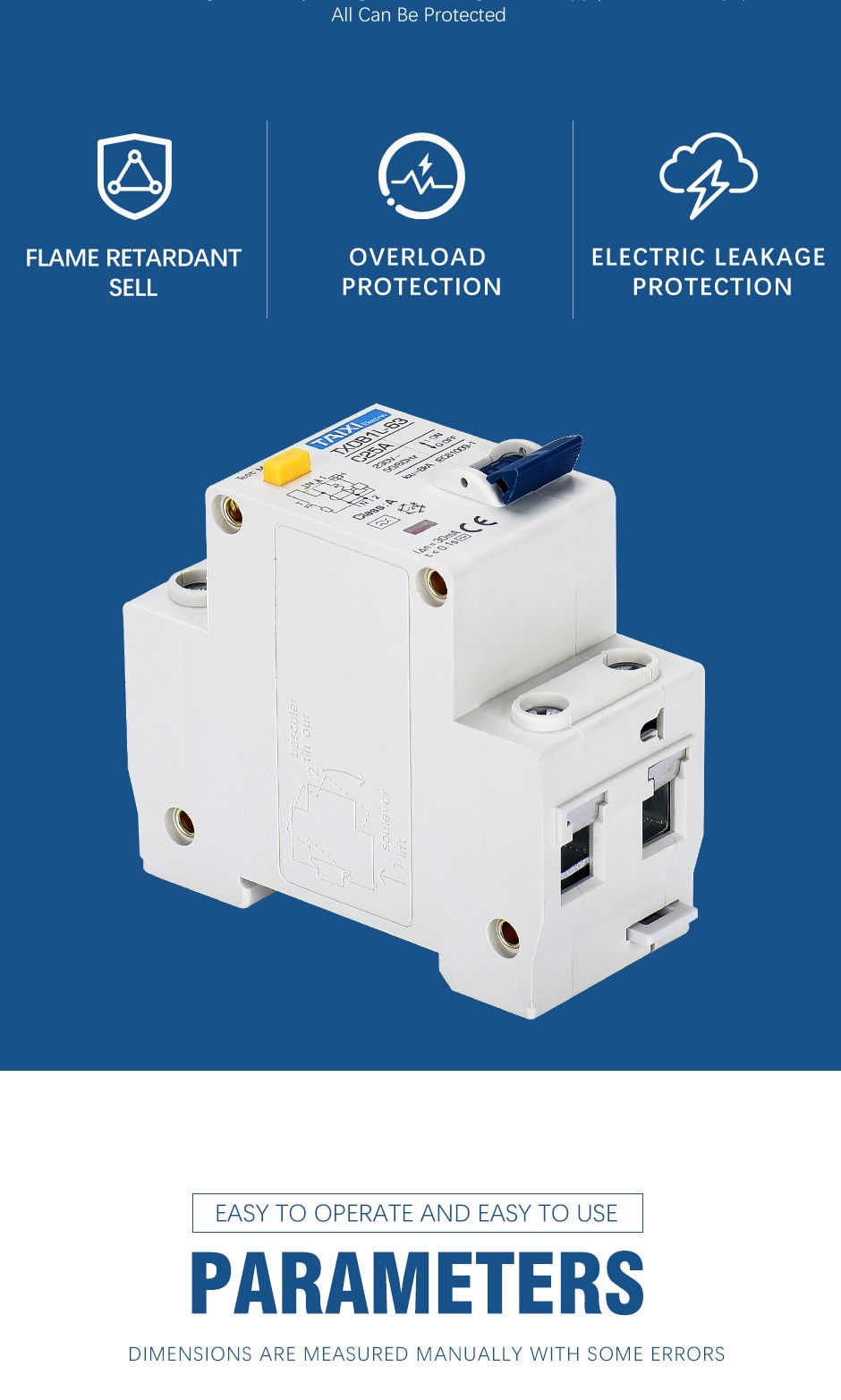 RCBO residual current circuit breaker for DIN 35mm Taixi € 16,38