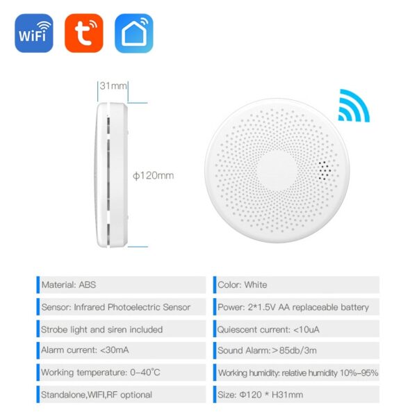 2 in 1 wifi smoke CO alarm detector sensor with Smart Life app € 39,86