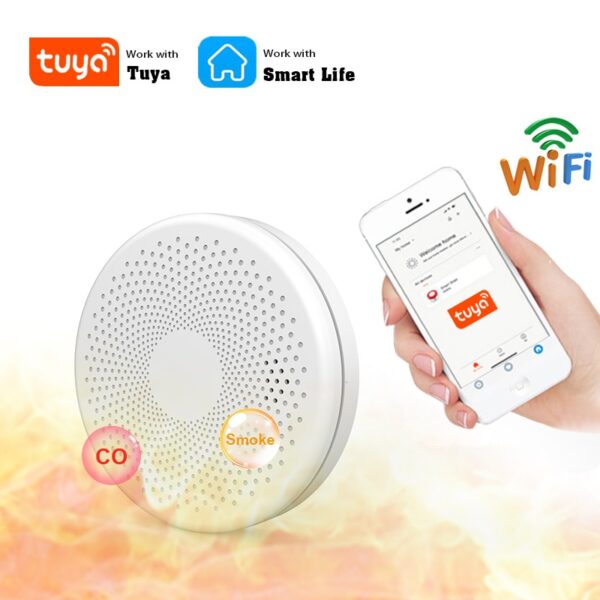 2 in 1 wifi smoke CO alarm detector sensor with Smart Life app