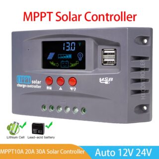 Контролер MPPT з підсвічуванням 10A-30A 12V/24V автоматичний сонячний контролер заряду 50VDC для літію Lifepo4 GEL свинцево-кислотний