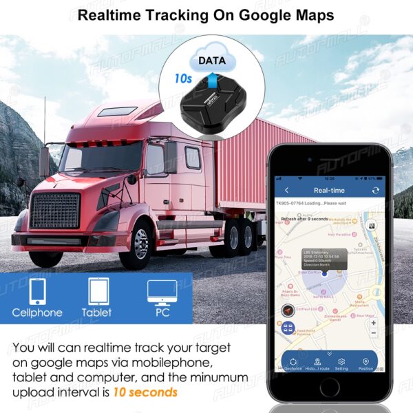 Auto 4G GPS tracker usb 5000mAh Google Maps historiaan vedenpitävä hälytys TKSTAR TK905 € 106,90