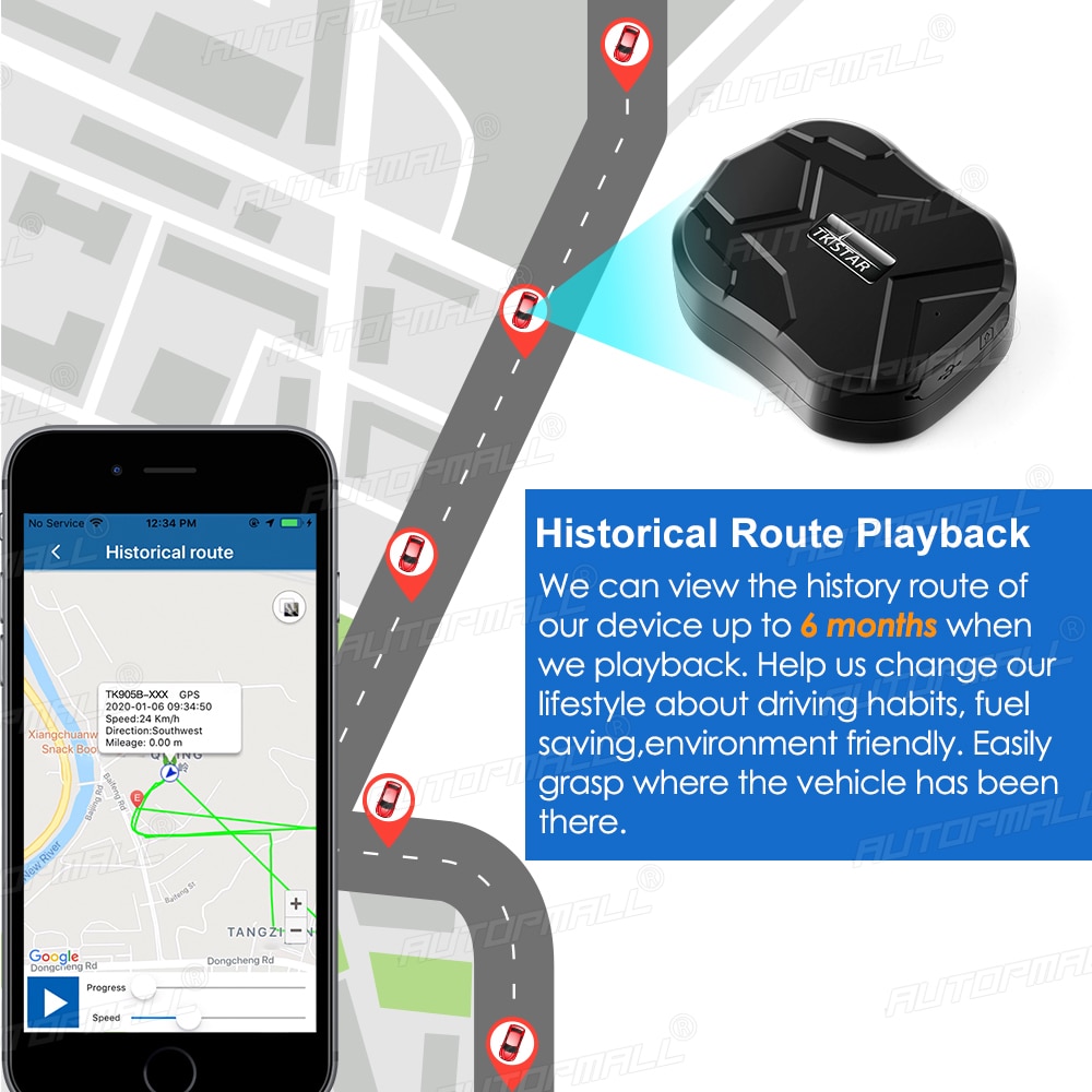Magnetic 4G GPS tracker usb 10000mAh for Google Maps history waterproof alarm TKSTAR TK905 € 114,11