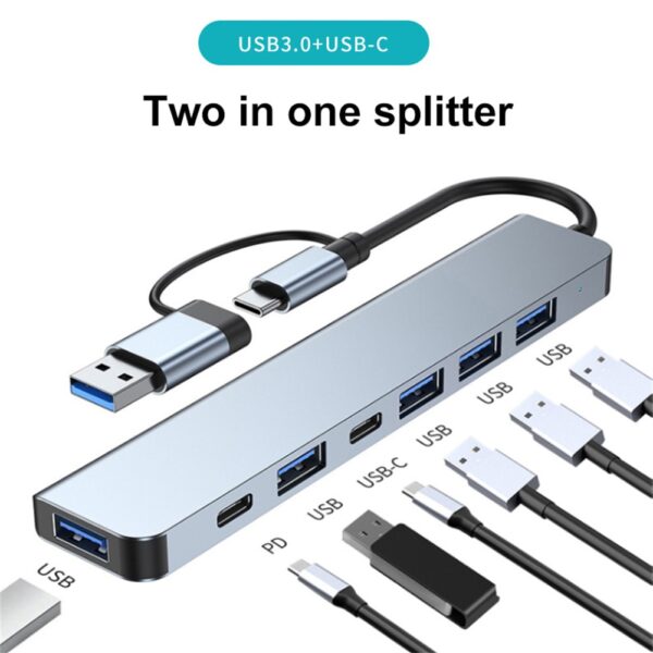RYRA 2 in 1 usb-c usb-a splitter docking station 7 in 1 for data transfer and charging € 18,22