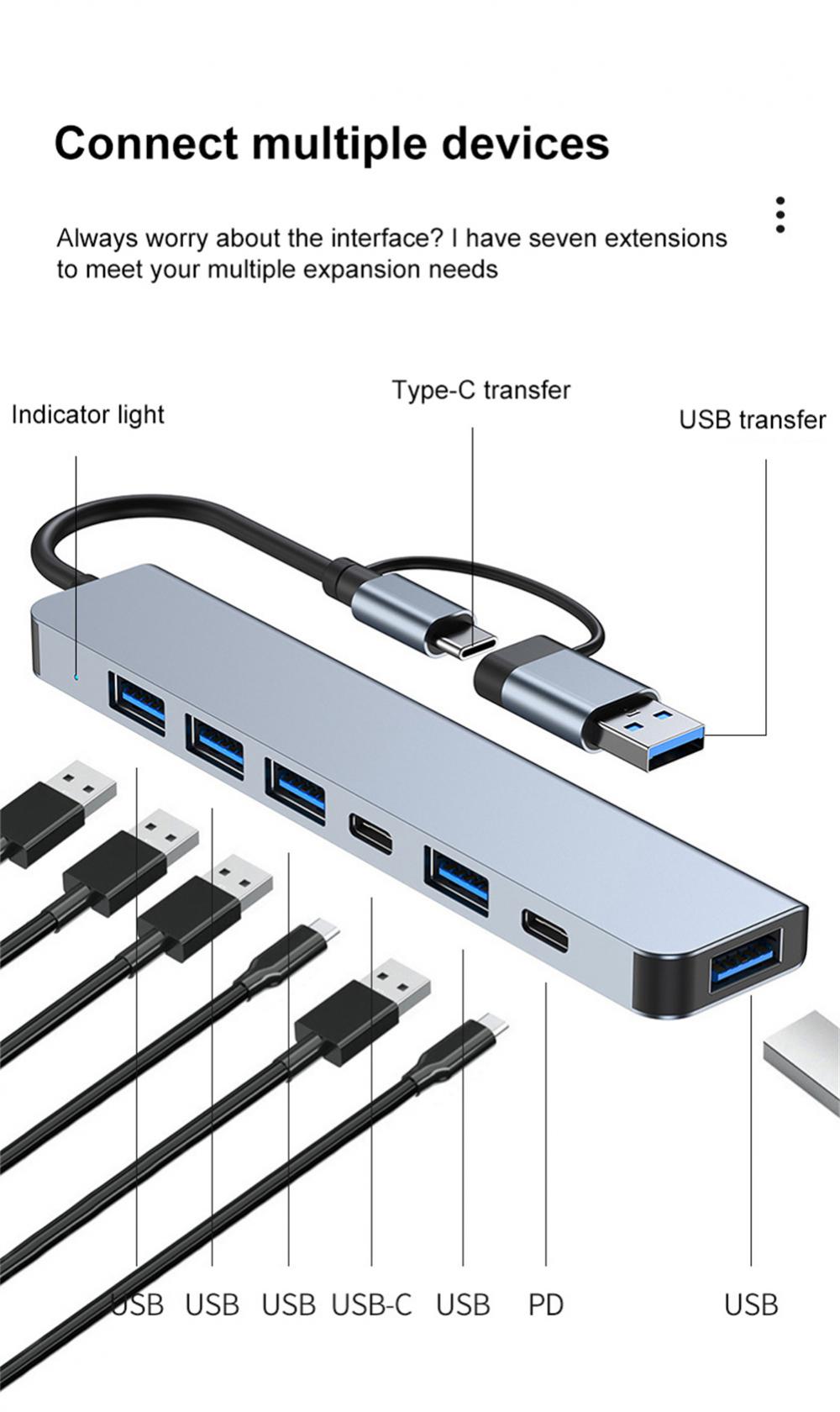 RYRA 2 in 1 usb-c usb-a splitter docking station 7 in 1 for data transfer and charging € 19,38