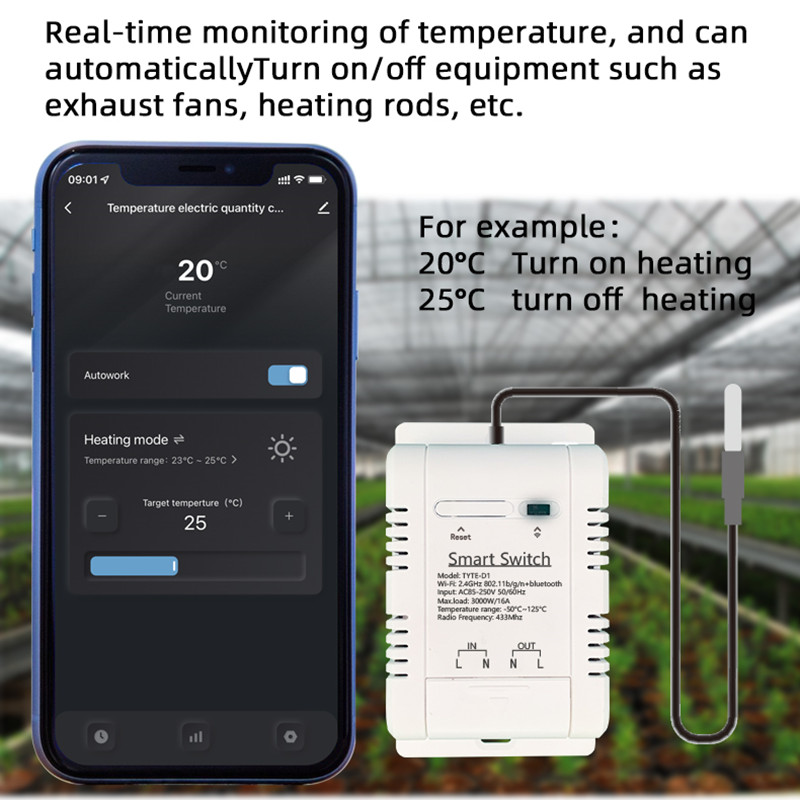 Tuya wifi thermometer switch 16a with remote power monitoring € 29,55
