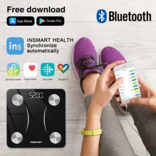 Bluetooth älykäs kehon mittakaavassa INSMART yhteensopiva Fitbit Samsung Health ja enemmän