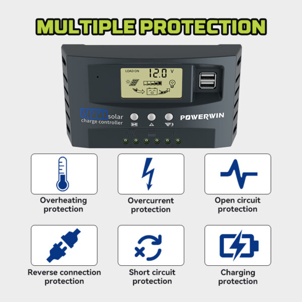 MPPT solar controller 30A 50A 100A 12/24V PowerWin MT30 auto dual usb € 40,81