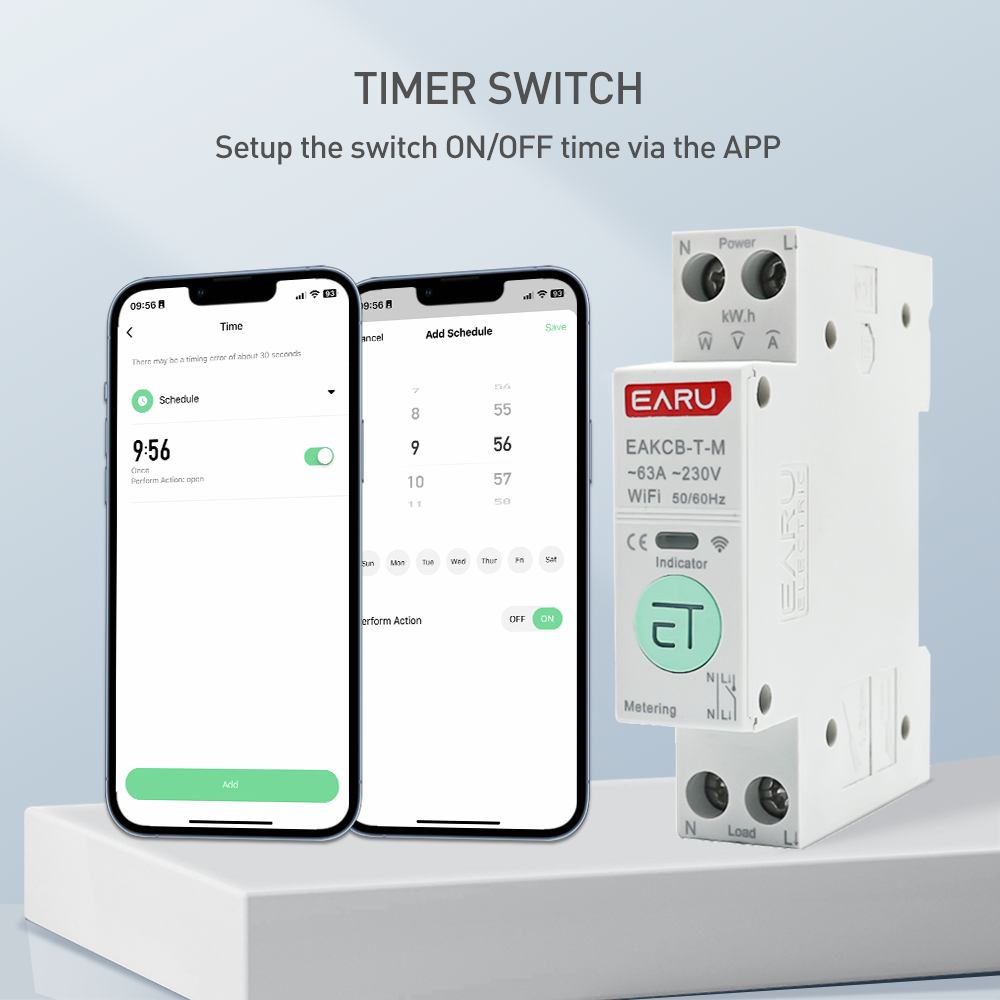 Tuya wifi smart circuit breaker with power metering 1P 1-63A din rail SmartLife app € 34,00
