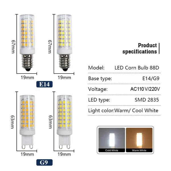 10pcs E14 G9 corn led lamp bulb 110V 220V dimmable € 32,99