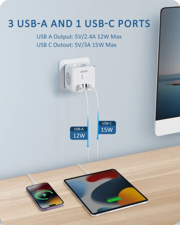 Pd fast charger travel adapter eu socket divider switch usb qc non-blocking 7-in-1 cube € 29,81