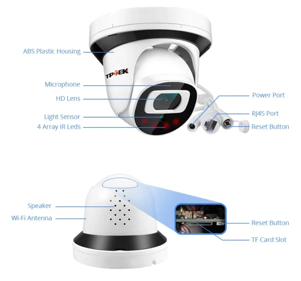 Wifi indoor ceiling camera e-mail photo video tptek with camhi free app € 49,66