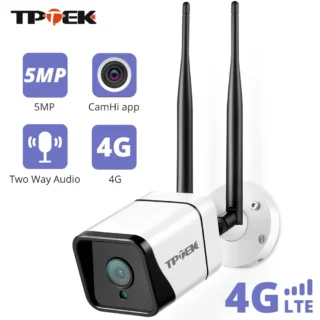 Āra 4G drošības kamera 5MP 1080P 3.6mm TPTEK CamHi aplikācija fotogrāfiju sūtīšana pa e-pastu