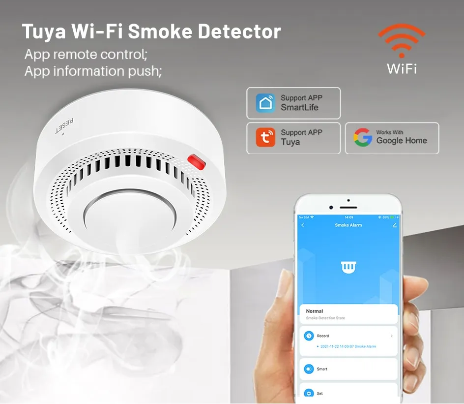 Tll* tuya wifi smoke alarm detector heat detector smoke remote alarm € 24,37