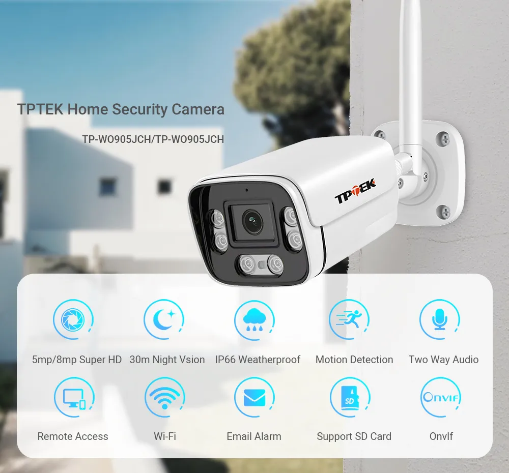 Outdoor security camera 8mp 5mp 3. 6mm tptek camhi app emailing photos € 79,60