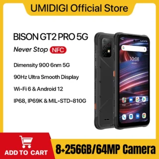 5G veekindel telefon UMIDIGI BISON GT2 PRO NFC IP68 IP69K, 6,5" 64MP kaamera 6150mAh