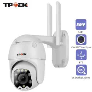 PTZ wifi outdoor camera optical zoom 5x color night vision 5MP emailing photos with free Camhi app