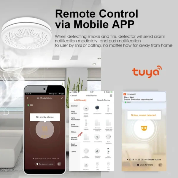 2 in 1 wifi smoke co alarm detector sensor with smart life app € 40,71