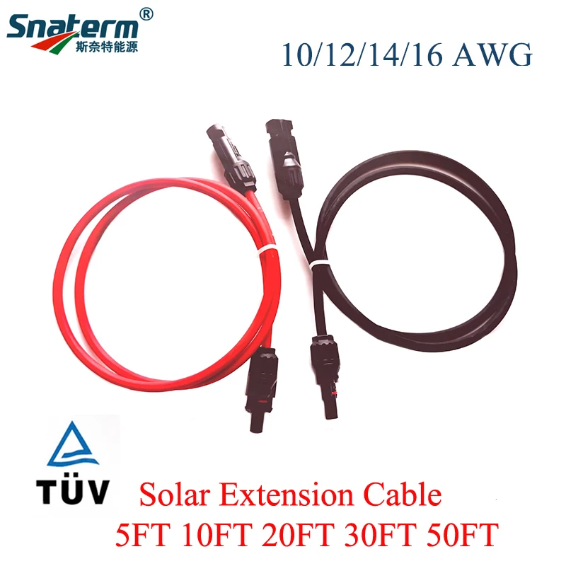 Solar Panel Extension Cable 10 AWG Wire with Male and Female Solar  Connectors (30FT Black + 30FT Red) PV Wire Extension - China Solar PV Extension  Cable, Extension Cable