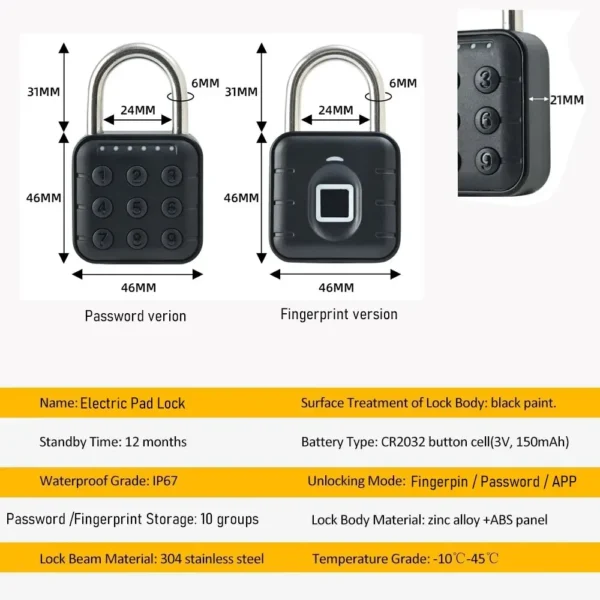 Tuya bt waterproof fingerprint password padlock gym padlock € 22,31