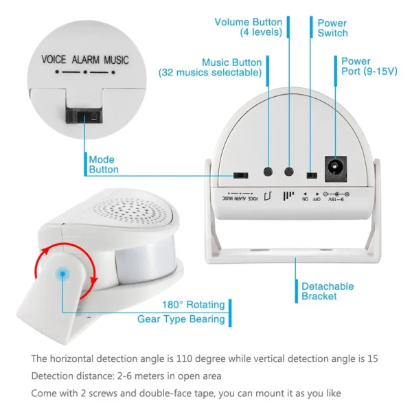 Fuers wireless guest welcome chime alarm doorbell with pir motion sensor € 18,10