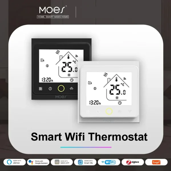 Moes tuya wifi išmanusis termostatas, skirtas elektriniam grindų šildymui ir vandens/dujų katilo temperatūros reguliavimui