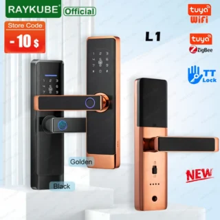 RAYKUBE L1 smart golden door lock for fingerprint password key Tuya app