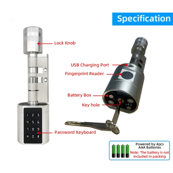 Raykube l11 tuya smart cylinder door lock with keypad and fingerprint € 103,03